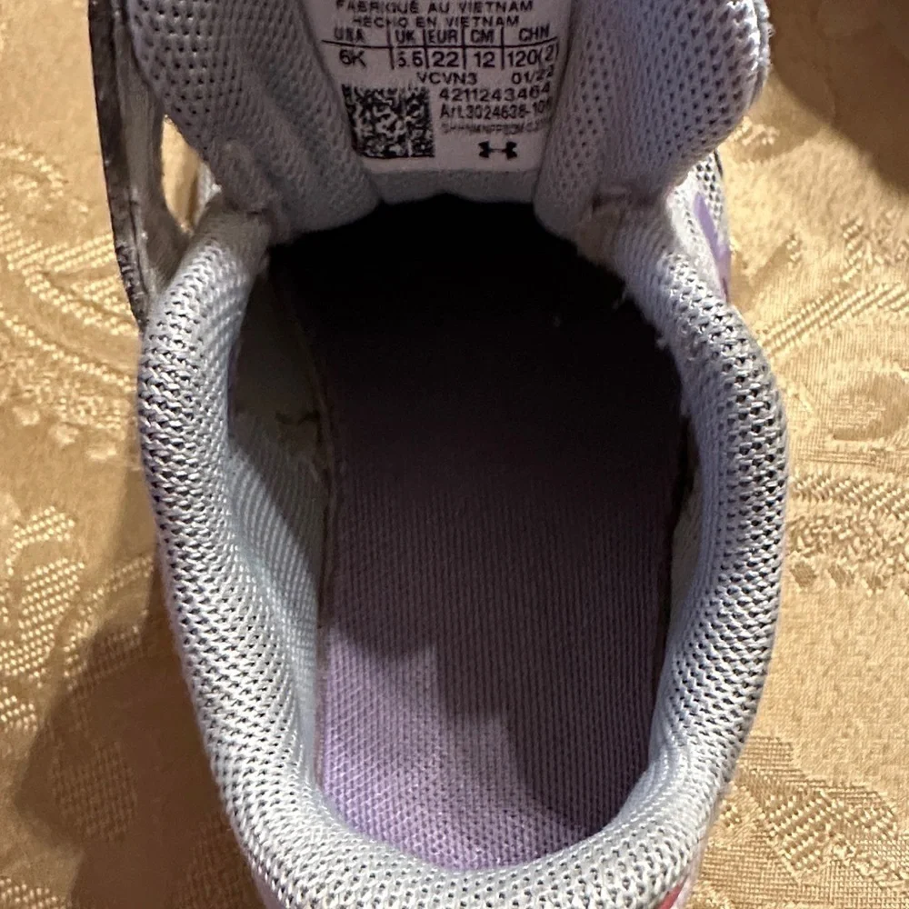 Under Armour Kids' Gray Sneakers with Blue and Purple Accents
